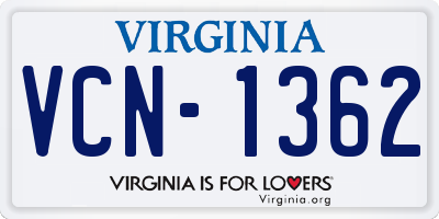 VA license plate VCN1362