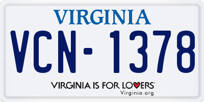 VA license plate VCN1378