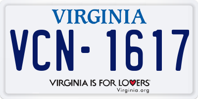 VA license plate VCN1617