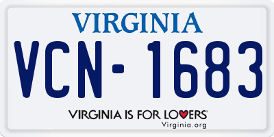 VA license plate VCN1683