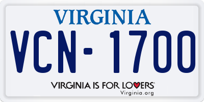 VA license plate VCN1700