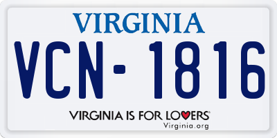VA license plate VCN1816