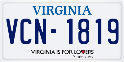 VA license plate VCN1819