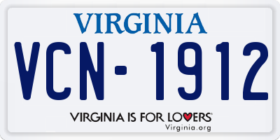 VA license plate VCN1912