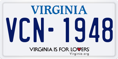 VA license plate VCN1948