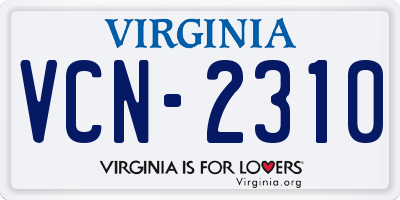 VA license plate VCN2310