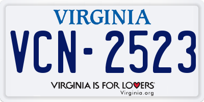 VA license plate VCN2523