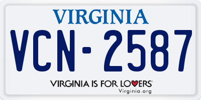 VA license plate VCN2587