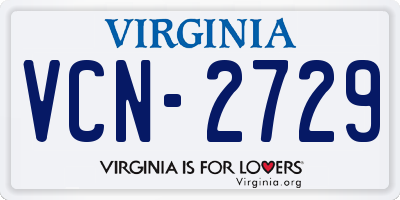 VA license plate VCN2729