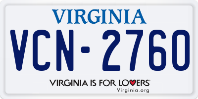 VA license plate VCN2760