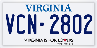 VA license plate VCN2802
