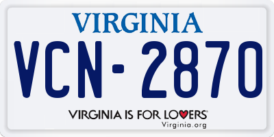 VA license plate VCN2870