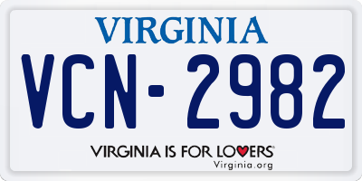 VA license plate VCN2982