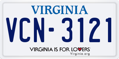 VA license plate VCN3121