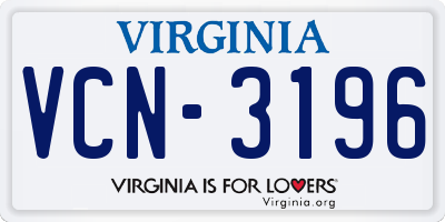 VA license plate VCN3196