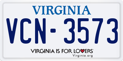 VA license plate VCN3573