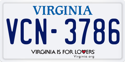 VA license plate VCN3786