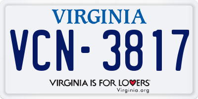 VA license plate VCN3817