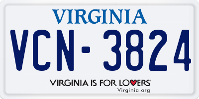 VA license plate VCN3824
