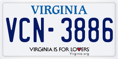 VA license plate VCN3886