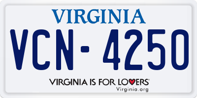 VA license plate VCN4250