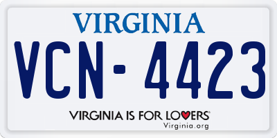 VA license plate VCN4423
