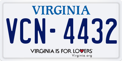 VA license plate VCN4432