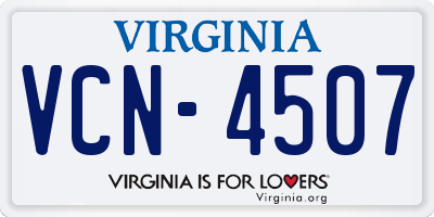 VA license plate VCN4507
