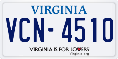 VA license plate VCN4510