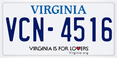 VA license plate VCN4516
