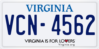 VA license plate VCN4562
