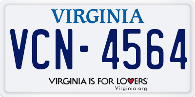VA license plate VCN4564