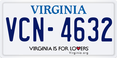 VA license plate VCN4632