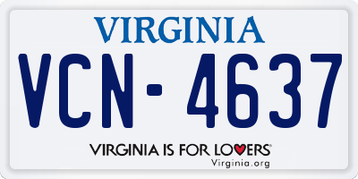 VA license plate VCN4637