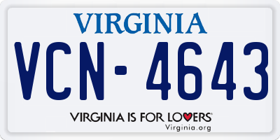 VA license plate VCN4643