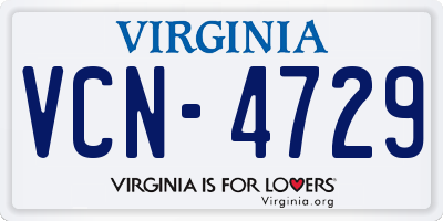 VA license plate VCN4729