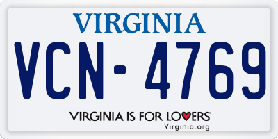 VA license plate VCN4769