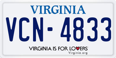 VA license plate VCN4833