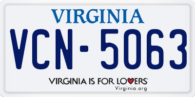 VA license plate VCN5063