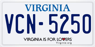VA license plate VCN5250