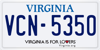 VA license plate VCN5350