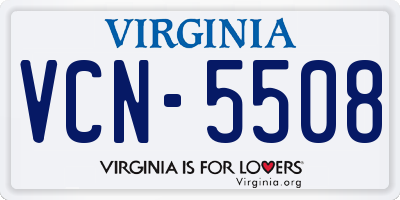 VA license plate VCN5508