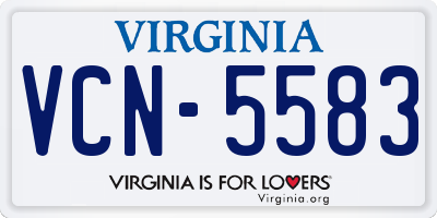 VA license plate VCN5583