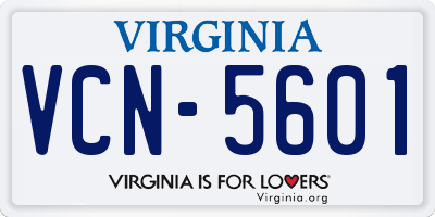 VA license plate VCN5601
