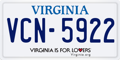 VA license plate VCN5922