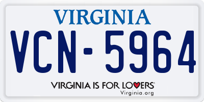 VA license plate VCN5964