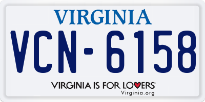 VA license plate VCN6158