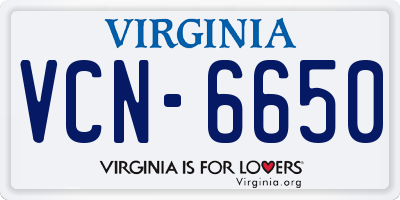 VA license plate VCN6650