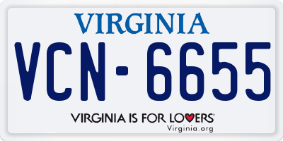 VA license plate VCN6655