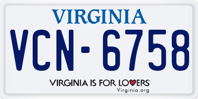 VA license plate VCN6758